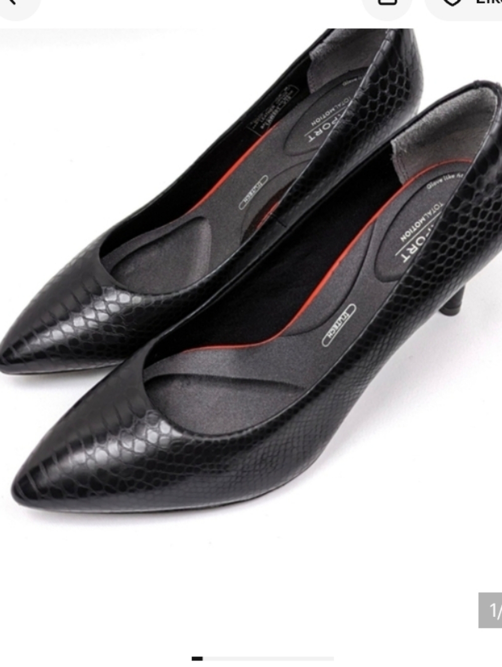 Rockport Black Faux Snakeskin Pointed-Toe Pumps